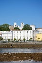 Low tide river and town buildings, Tavira.