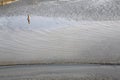 During low tide the water in the river Matla falls so low that people walk to the other shore in Canning Town, India Royalty Free Stock Photo