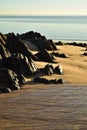 Beach shore rocks and sand patterns in Baja, Mexico Royalty Free Stock Photo