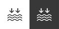 Low tide. Waves on the sea. Isolated icon on black and white background. Weather vector illustration Royalty Free Stock Photo