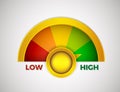 Low to High meter rate with colors from red to green. Vector illustration design from worst to best gauges Royalty Free Stock Photo