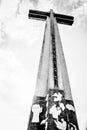 Low view grayscale of  Shrine of Valor simple of Filipinos during World War II in Philippines Royalty Free Stock Photo