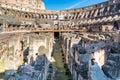 Low view of inside Colosseum, Rome.