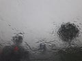 Driving during torrential rain - low visibility Royalty Free Stock Photo
