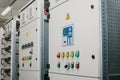 Manufacture of low-voltage cabinets. Modern smart technologies in the electric power industry. The use of electrical Royalty Free Stock Photo