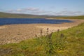 Low water level at Cow Green Reservoir, Teesdale