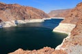 White Bathtub Rings on Canyon Rocks Showing Drought Conditions, Lake Mead, Arizona Nevada Border at Hoover Dam, USA Royalty Free Stock Photo