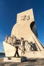 Low wide shot of the Discoverers Monument Belem, Lisbon Royalty Free Stock Photo