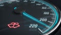 Low windshield washer fluid indicator warning in car dashboard. 3D rendered illustration