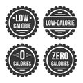 Low or Zero Calorie Product Label Set on White Background. Vector