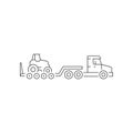 Lowboy trailer truck line icon