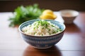 lowcarb cauliflower rice in a ceramic bowl Royalty Free Stock Photo