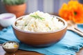 lowcarb cauliflower rice in a ceramic bowl Royalty Free Stock Photo