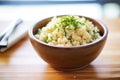 lowcarb cauliflower rice in a ceramic bowl Royalty Free Stock Photo