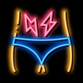 Lower Abdominal Pain neon glow icon illustration