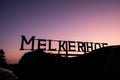 Beautiful view of the Melkerhof sign in the evening at Gumpoldskirchen, a famous place