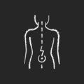 Lower back pain chalk white icon on black background