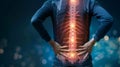 Lower Back Pain with Spinal Anatomy Highlight Royalty Free Stock Photo