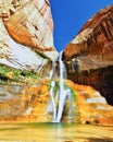 Lower Calf Creek Falls Waterfall colorful views from the hiking trail Grand Staircase Escalante National Monument between Boulder Royalty Free Stock Photo