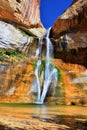 Lower Calf Creek Falls Waterfall colorful views from the hiking trail Grand Staircase Escalante National Monument between Boulder Royalty Free Stock Photo