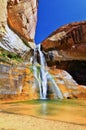 Lower Calf Creek Falls Waterfall colorful views from the hiking trail Grand Staircase Escalante National Monument between Boulder Royalty Free Stock Photo