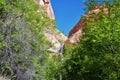 Lower Calf Creek Falls Waterfall colorful views from the hiking trail Grand Staircase Escalante National Monument between Boulder Royalty Free Stock Photo