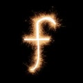 Lower case f letter of alphabet on a black background Royalty Free Stock Photo