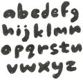 Lower case hand drawn blackened alphabet Royalty Free Stock Photo