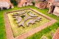 Lower Courtyard at Domus Augustana. Ancient ruins on Palatine Hill, Rome, Italy Royalty Free Stock Photo