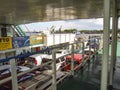 Lower deck of Bielik ferry transporting cars and passengers between Wolin and Uznam islands in Poland