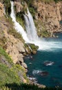 Lower Duden waterfall flowing into the Mediterranean Sea in Antalya Turkey Royalty Free Stock Photo