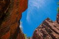 Lower Emerald Pools in summer, Zion Canyon National Park, Utah, USA. Hiking adventures, traveling, waterfall Royalty Free Stock Photo