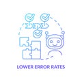 Lower error rates blue gradient concept icon