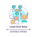 Lower error rates concept icon