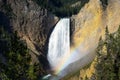Lower fall Yellowstone river with rainbow Royalty Free Stock Photo