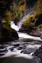 Lower Falls and Canyon at Letchworth State Park - Waterfall and Fall / Autumn Colors - New York Royalty Free Stock Photo