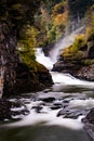 Lower Falls and Canyon at Letchworth State Park - Waterfall and Fall / Autumn Colors - New York Royalty Free Stock Photo