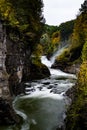 Lower Falls and Canyon at Letchworth State Park - Waterfall and Fall / Autumn Colors - New York Royalty Free Stock Photo