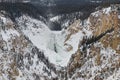 The Lower Falls of the Yellowstone River in Winter. Yellowstone National Park Royalty Free Stock Photo