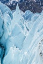 Danger of crevasses and seracs overhanging ice on the Matanuska Glacier, Alaska