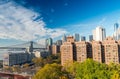 Lower Manhattan aerial view on a sunny day, New York City Royalty Free Stock Photo