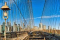 Lower Manhattan from Brooklyn Bridge which across the East Rive