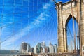 Lower Manhattan from Brooklyn Bridge which across the East Rive