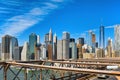 Lower Manhattan from Brooklyn Bridge which across the East Rive