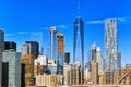 Lower Manhattan from Brooklyn Bridge which across the East Rive