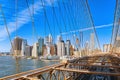 Lower Manhattan from Brooklyn Bridge which across the East Rive