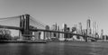 Lower Manhattan Downtown skyline panorama from Brooklyn Bridge Park riverbank, New York City, USA Royalty Free Stock Photo