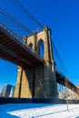 Lower Manhattan Downtown skyline panorama from Brooklyn Bridge Park riverbank, New York City, USA Royalty Free Stock Photo