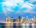 Lower Manhattan East River reflections at sunset - New York City Royalty Free Stock Photo