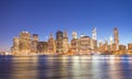 Lower Manhattan East River reflections at sunset - New York City Royalty Free Stock Photo